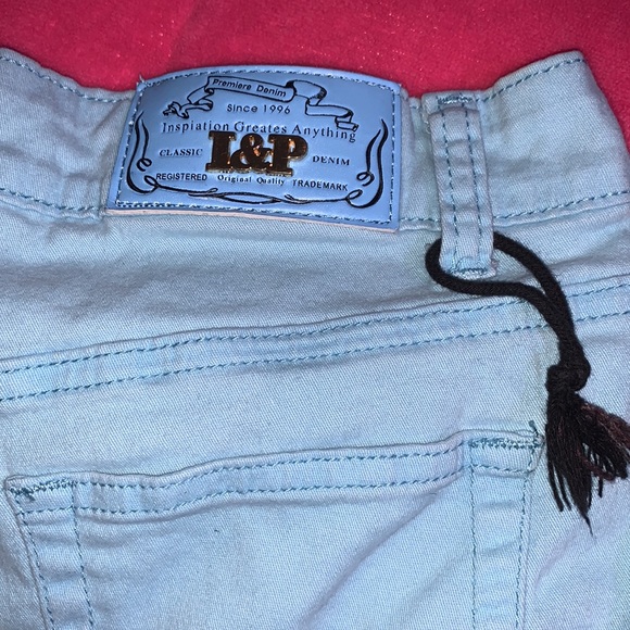 I&P Baby Blue Denim Jeweled Summer Booty Shorts - Picture 5 of 5